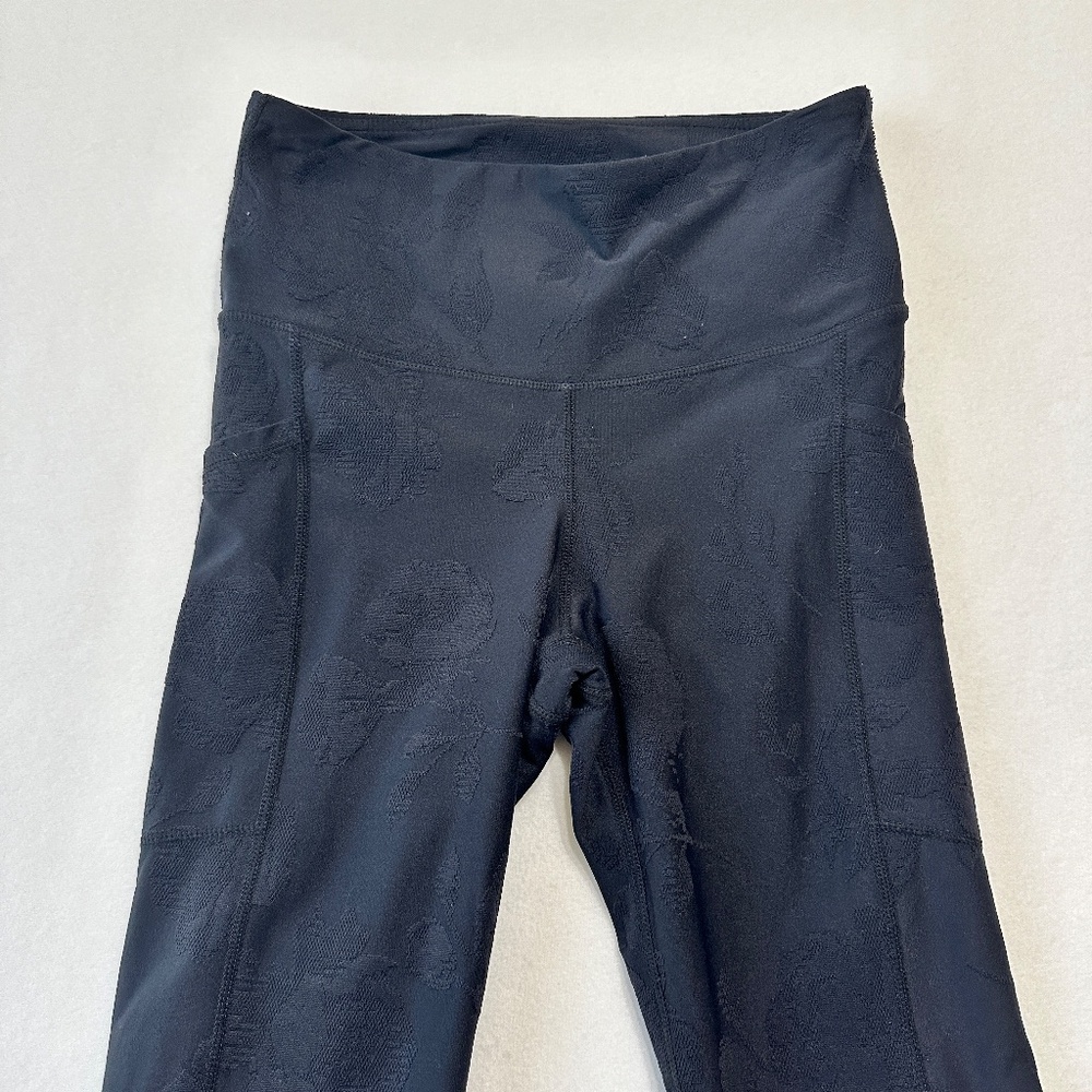 Mono B Black Jacquard Textured High-Waisted Leggings Women’s Size Small